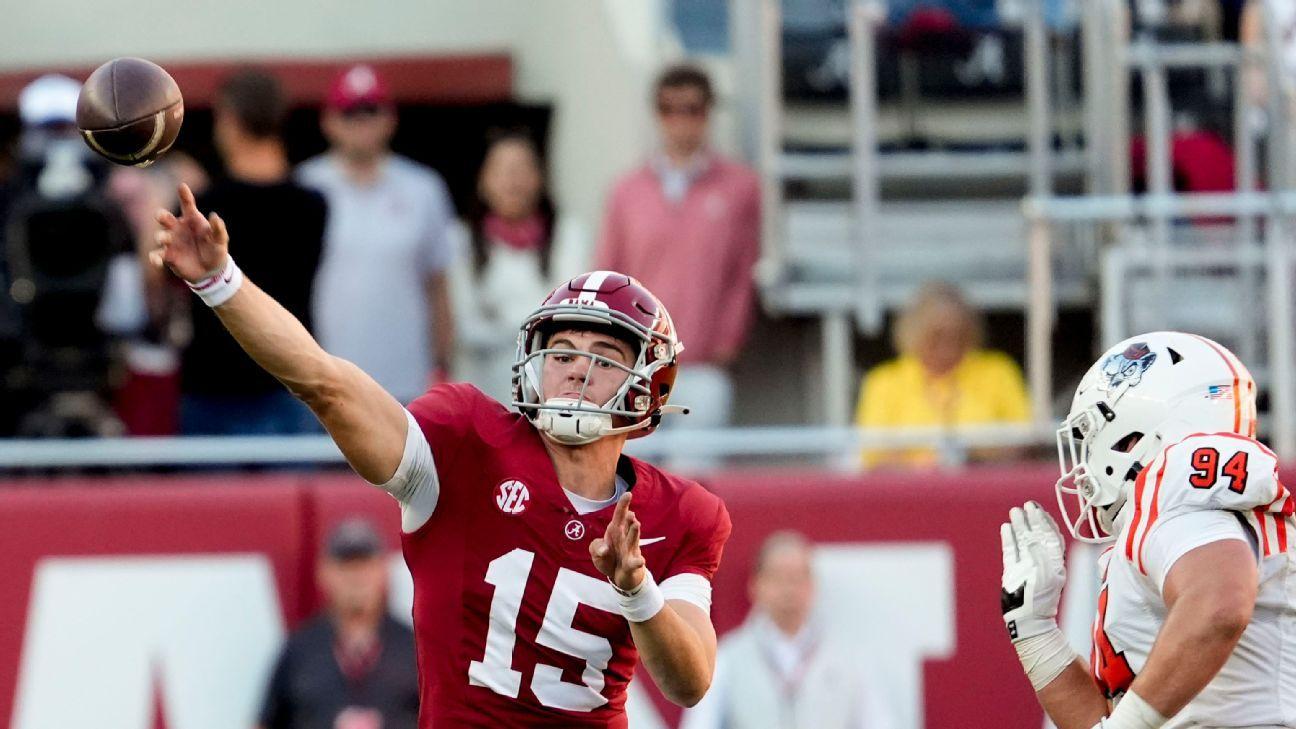 Ty Simpson names Alabama starting with the quarterback for the opener -